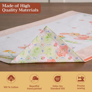 Бавовняні килимки, набір з 4 шт. , декоративні килимки, пасхальні килимки, що миються, для свят, вечерь, весни, літа (33 см x 48 см) (011 - Вечірка з зайчиком), 39Hermine, 100