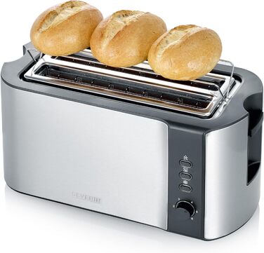 Автоматический тостер с длинными слотами на 4 ломтика тоста, тостер с насадкой для булочки, высококачественный тостер из нержавеющей стали с большими камерами для запекания и мощностью 1 400 Вт, матовая нержавеющая сталь/черный, AT 2590