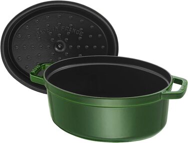 Чавунна жаровня/кокотниця STAUB, овальна 6,7 л, (33 см, базилік/зелений)