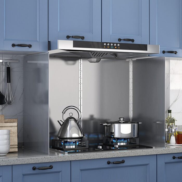 Складана панель для кухонного захисту від бризок, кухонна пластина для захисту каструль, захист від бризок з антипригарним покриттям, легко миється, для щоденного приготування їжі (складається з чотирьох частин, 50*80*45 см)