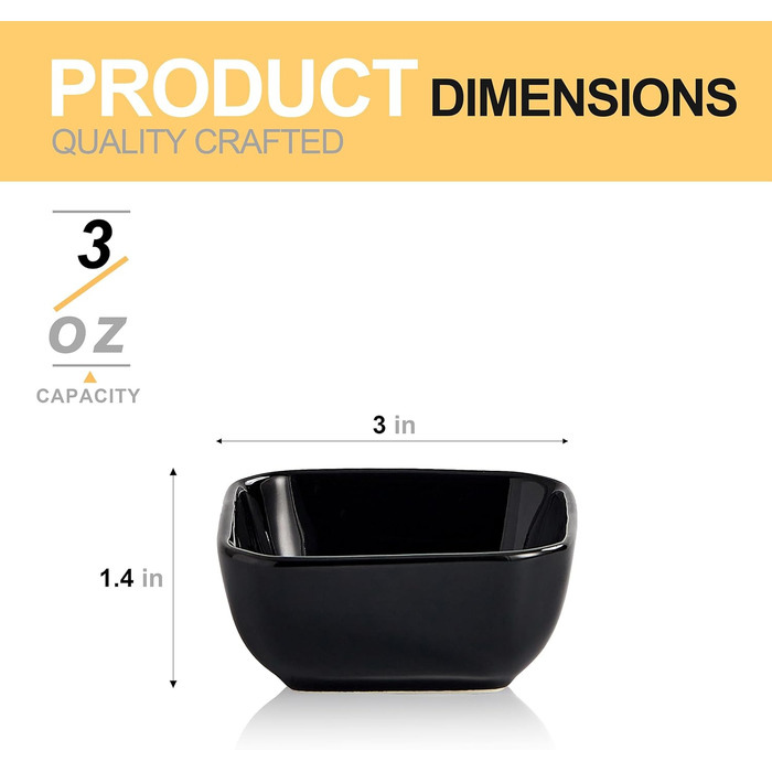 Набор из 6 керамических мисок для соусов 0,09 л, черный Swuut
