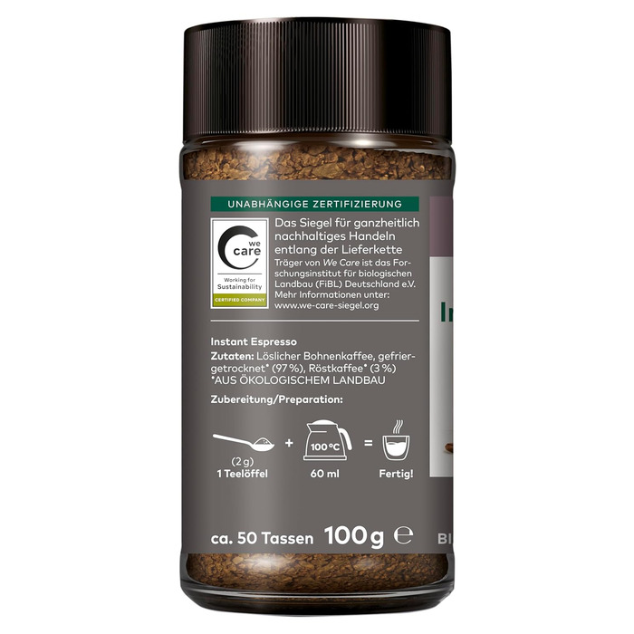 Розчинна кава еспресо, 2 скляні банки по 100 г Lebensbaum