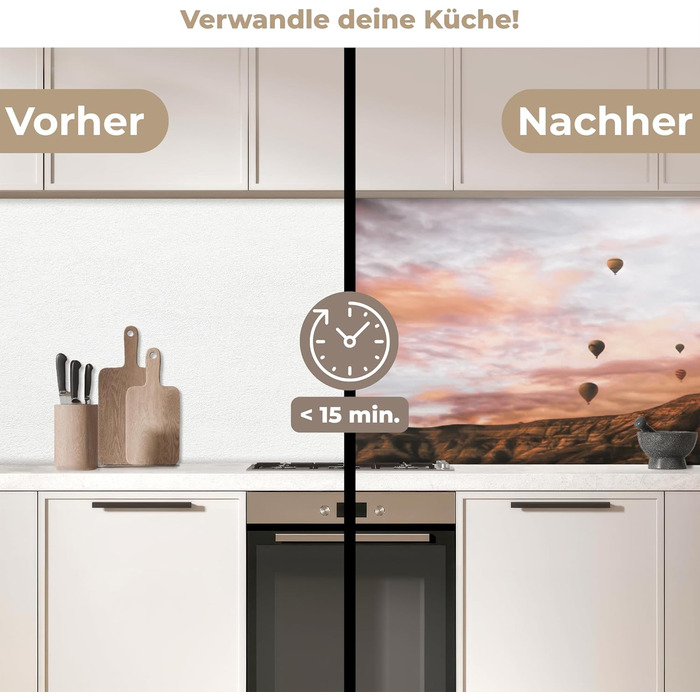 Кухонний фартух 60x80 см Самоклеючий захисний екран для кухні Кухонний фартух Кухонні фасади Кухонні фартухи Кухонна стіна Вода - Пейзаж - (Пейзаж - Повітряна куля, 60 x 200 см)