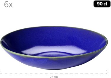 Набір тарілок MSER серії 931946 Ossia на 6 осіб у середземноморському вінтажному вигляді, сучасний обідній сервіз із 12 предметів із суповими тарілками та обідніми тарілками, керамограніт (темно-синій)