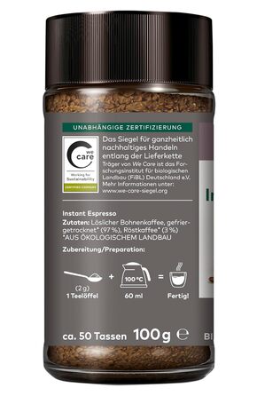 Розчинна кава еспресо, 2 скляні банки по 100 г Lebensbaum