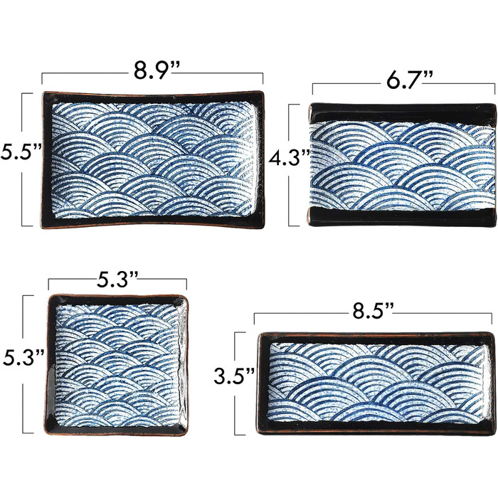 Набір посуду для суші на 2 персони, 10 предметів, Синя хвиля Artcome