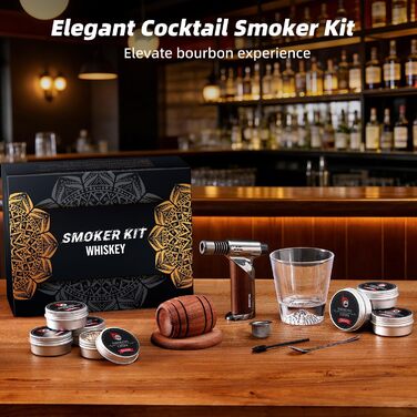 Набор для копчения коктейлей с факелом из 8 вкусов древесных чипсов PIPITA