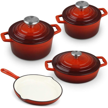 Набір чавунних каструль з кришками, 7 предметів, червоний Carl Schmidt Sohn