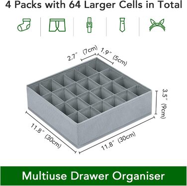 Органайзер для одягу на 24 відділення, набір 4 предмети, сірий Homsorout