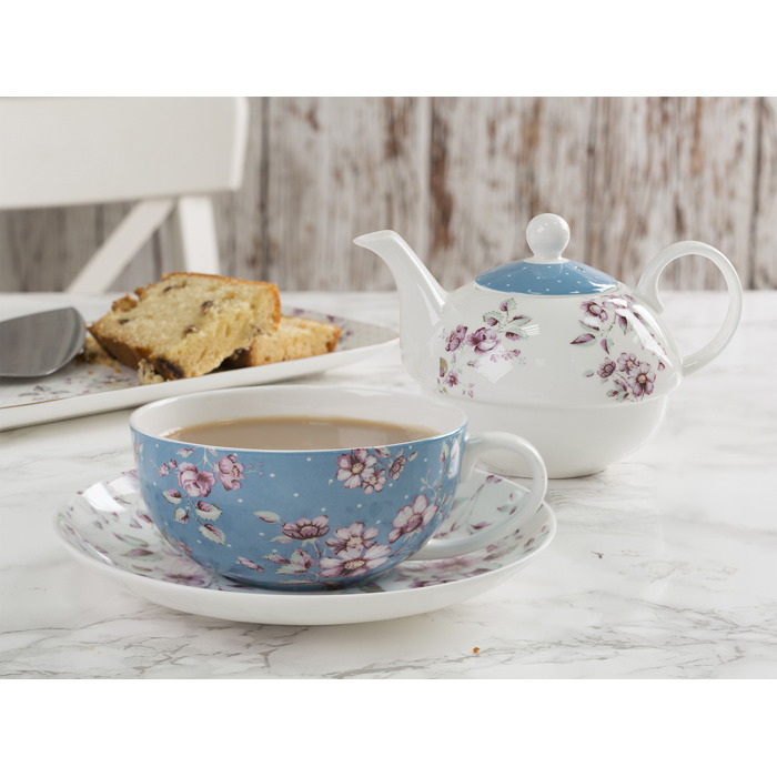 Набор для чая CreativeTops Ditsy Floral: чашка с блюдцем, чайник заварочный, фарфор, 280 мл