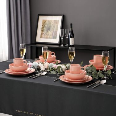 Набір посуду Vancasso на 12 осіб, набір керамічного посуду Navia, комбінований набір з 48 предметів з обідніми тарілками, салатницями, мисками та чашками, вінтажний вигляд, натуральний дизайн