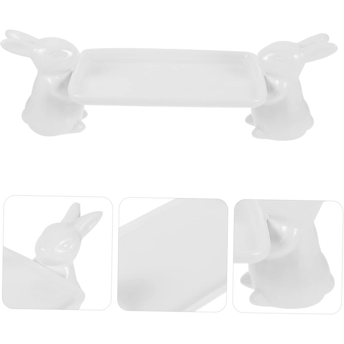 Керамічний сервірувальний піднос з милими кролики 31 х 10 см VICASKY