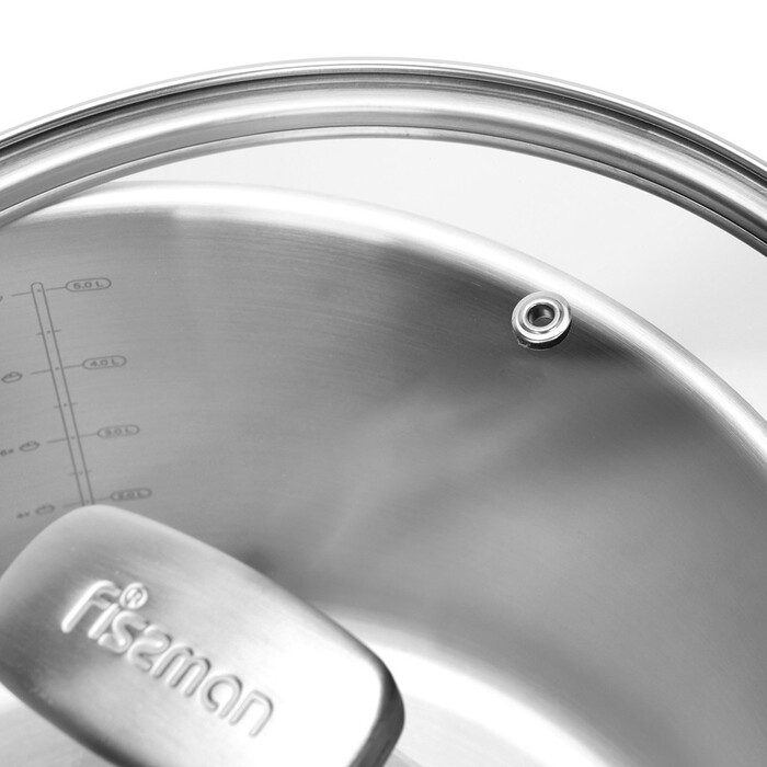 Каструля Fissman PREMIUM ONE 24x13 см / 5,4 л зі скляною кришкою нержавіюча сталь (15092)