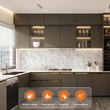 Стінові панелі IZODEKOR під мармур 60x120 см Панель для кухонного фартуха ПВХ-облицювання стін для кухні, ванної кімнати Бризкозахисний екран для кухні Водонепроникний та термостійкий ( панель, Calacada)