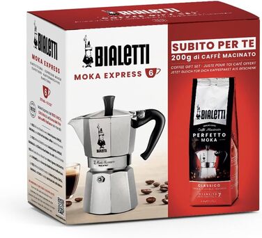 Кофеварка гейзерная 270 мл на 6 чашек с 250 г кофе Moka Express Bialetti