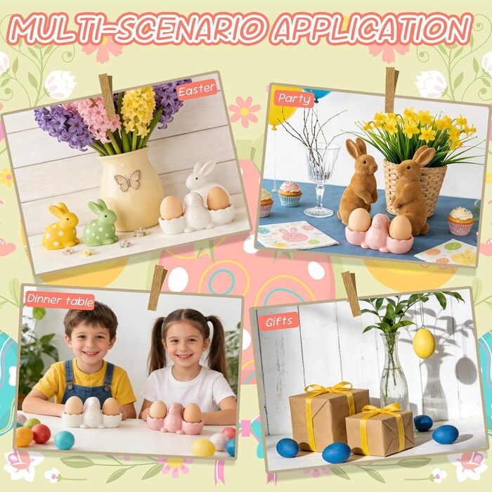 Набір із 2 порцелянових стаканчиків для яєць на Великдень, керамічні стаканчики для яєць у формі кролика, кумедні, креативні тарілки для пасхальних яєць у формі кролика, можна мити в посудомийній машині, підставка для варених яєць, великодні подарунки (B 