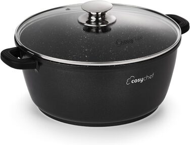Набір посуду CosyChef Leia 28 см - Набір з 2 предметів посуду зі скляною кришкою та антипригарним покриттям - Підходить для всіх типів плит, включаючи індукційні - Без ПФОК