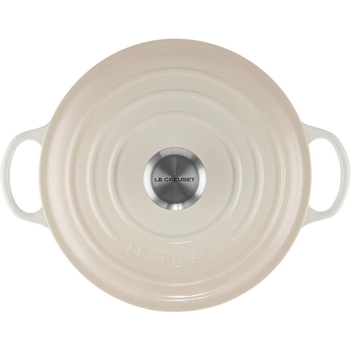 Чавунна каструля Le Creuset Signature La Marmite, 24 см, 4,1 л, колір Meringue (підходить для всіх типів плит, включаючи індукційні)