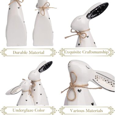 Набір із 2 керамічних пасхальних зайчиків прикраси столу Valery Madelyn