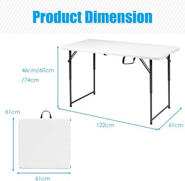 Складной кемпинговый стол белый RELAX4LIFE