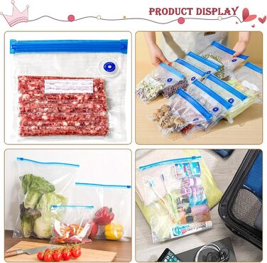 Набор из 20 вакуумных пакетов для пищевых продуктов с ручным насосом, 5 размеров YOUNGSAY