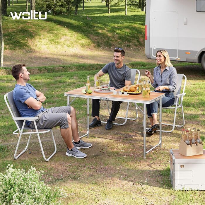 Кемпинговый стол 120x60 см светлый дуб WOLTU