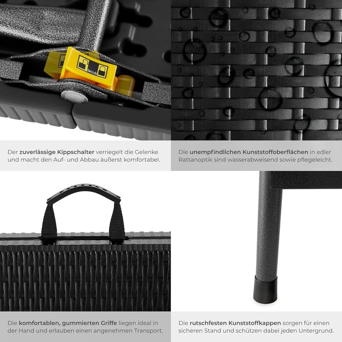 Комплект садовой мебели из 3 предметов черный tectake