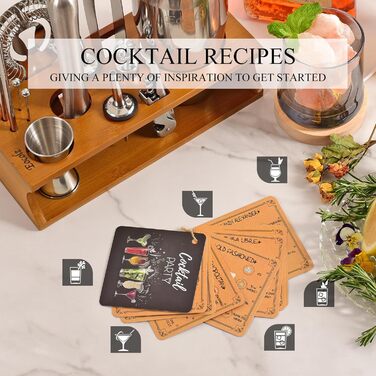 Набір для коктейлів з бамбуковою підставкою 17 предметів Eocolz