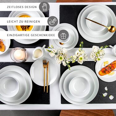 ПЕВЕЦ Столовый сервиз Нью Портвейн белый, набор фарфоровой посуды из 86 предметов на 12 персон, полный комплект, набор тарелок белого цвета (столовый сервиз 18 шт.)