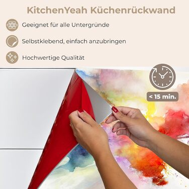 Кухонний фартух 60x80 см Самоклеючий настінний захисний екран для кухні Кухонний фартух Кухонні фасади Кухонні фартухи Кухонна стіна Вода - Пейзаж - (Акварель - Веселка, 60 x 80 см)