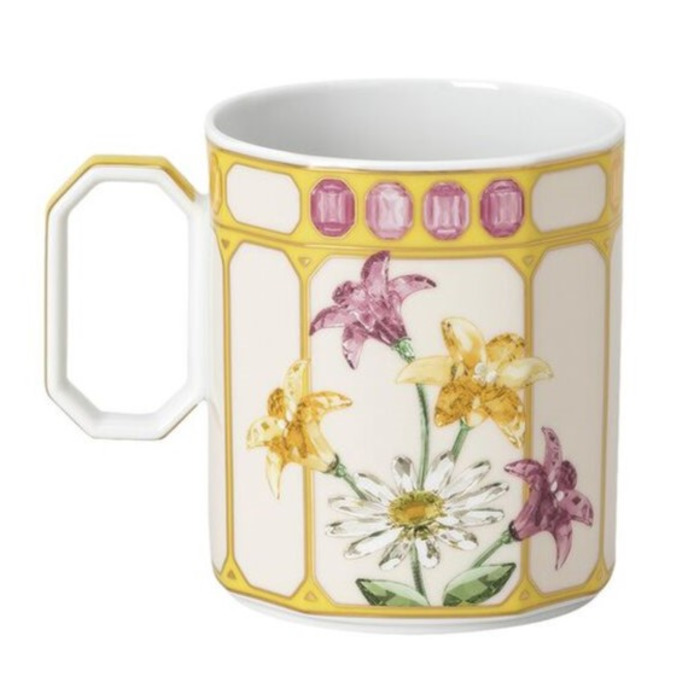 Кружка с ручкой 0,39 л Птичка в желтой рамке, IDYLLIA Swarovski x Rosenthal
