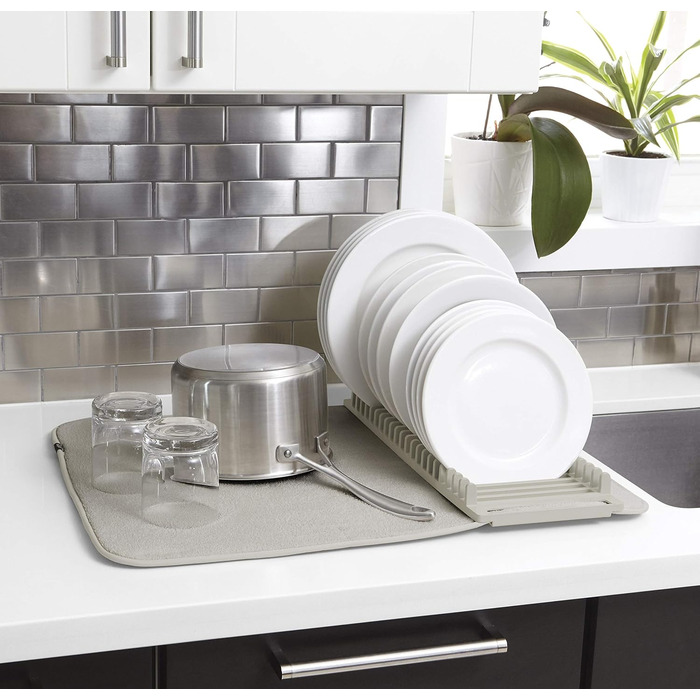 Підставка-сушарка для посуду з килимком 60 х 45 см світло-сіра Udry Umbra
