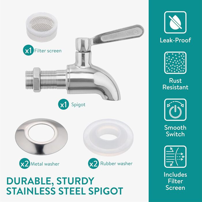 Диспенсер для напитков стеклянный с краном 5 л Navaris