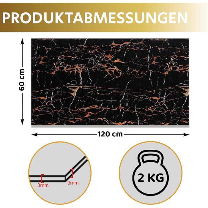Стінові панелі AS Country Stone під мармур 60x120 см ПВХ-облицювання стіни з пластикових панелей для кухні, ванної кімнати тощо Панель кухонного фартуха (4 шт., Драган)
