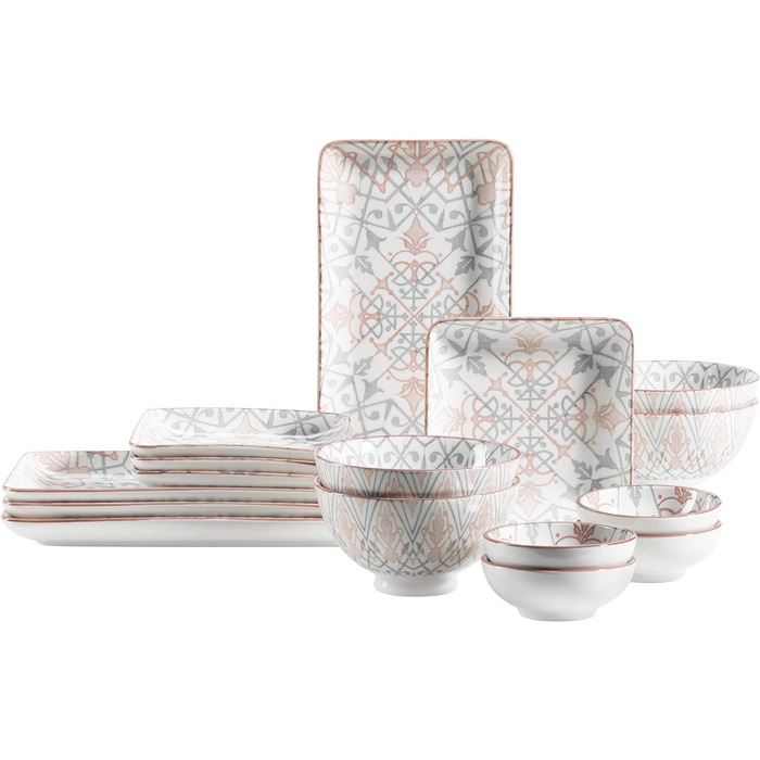 Набор тарелок для закусок 16 предметов Розовый/Серый MÄSER