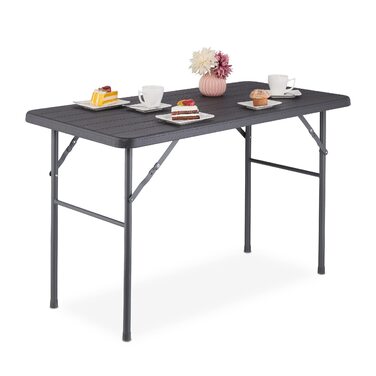 Раскладной стол для кемпинга 118 х 60 х 74 см серый Relaxdays