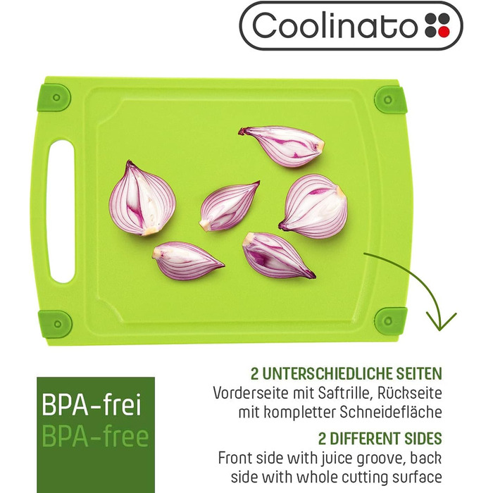 Набір обробних дощок Coolinato, 3 шт., різні розміри, антибактеріальні дошки з жолобком для збору рідини, 3 кольори для гігієнічного розділення продуктів (Набір кольорових - 29,2x20,3 см)