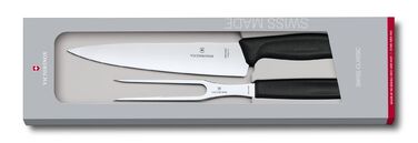 Набір кухонний Victorinox SwissClassic Carving Set ніж+виделка з чорн. ручкою у подар.упак.