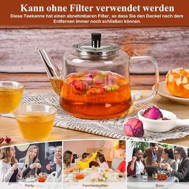 Заварочный чайник стеклянный 1000 мл со съемным ситечком Ehugos