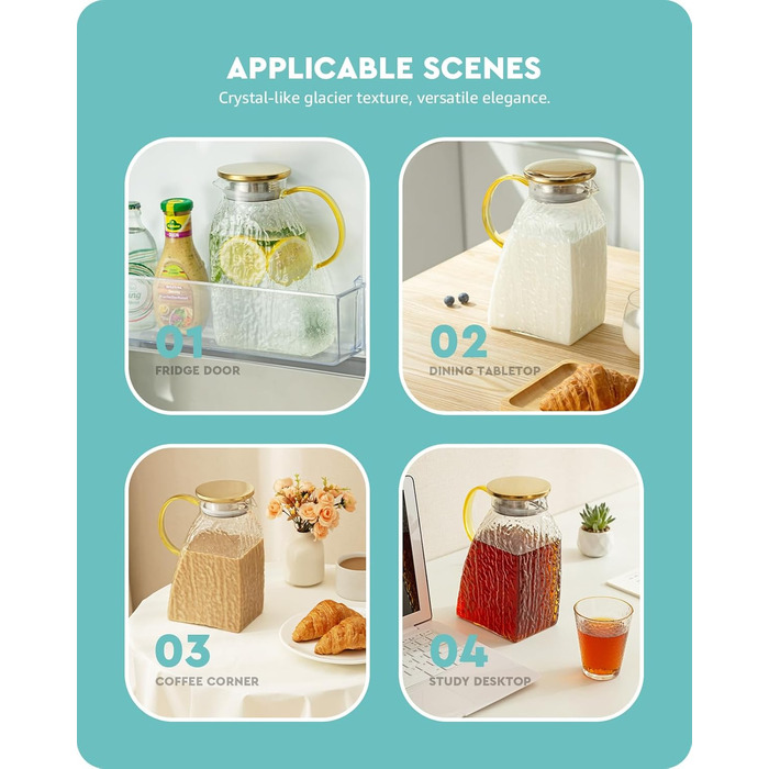 Стеклянный кувшин с крышкой 1,8 л ледяной эффект Baffect