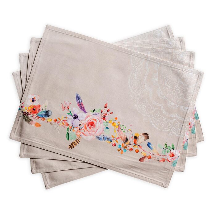 Бавовняні килимки, набір з 4 шт. , декоративні килимки, пасхальні килимки, що миються, для свят, вечерь, весни, літа (33 см x 48 см) (024 - Ібіца - бежевий), 39Hermine, 100