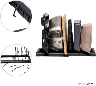 Тримач для посуду розсувний, чорний Simplywire