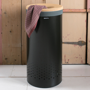 Бак для білизни (35л) чорний матовий пробкова кришка Brabantia