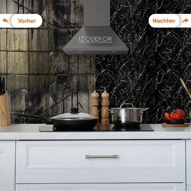 Стінові панелі IZODEKOR під мармур 60x120 см Панель для кухонного фартуха ПВХ-облицювання стін для кухні, ванної кімнати Бризкозахисний екран для кухні Водонепроникний та термостійкий ( панель, Tidal Wave)