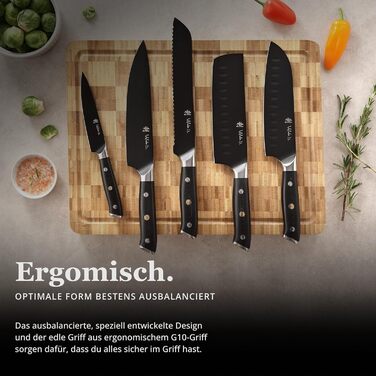 Набор кухонных ножей 5 предметов с магнитным блоком Wakoli