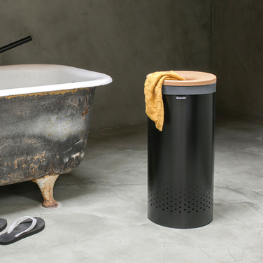 Бак для білизни (35л) чорний матовий пробкова кришка Brabantia