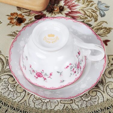 Набір із 6 чашок та блюдець "Рожева троянда" 150 мл fanquare