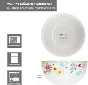 Набір із 6 тарілок для торта MamboCat Variant Floral Барвисті порцелянові тарілки для сніданку на 6 осіб Барвисті маленькі тарілки для салату, десерту та інших страв на сніданок, обід, каву та вечерю (чаша для пластівців)