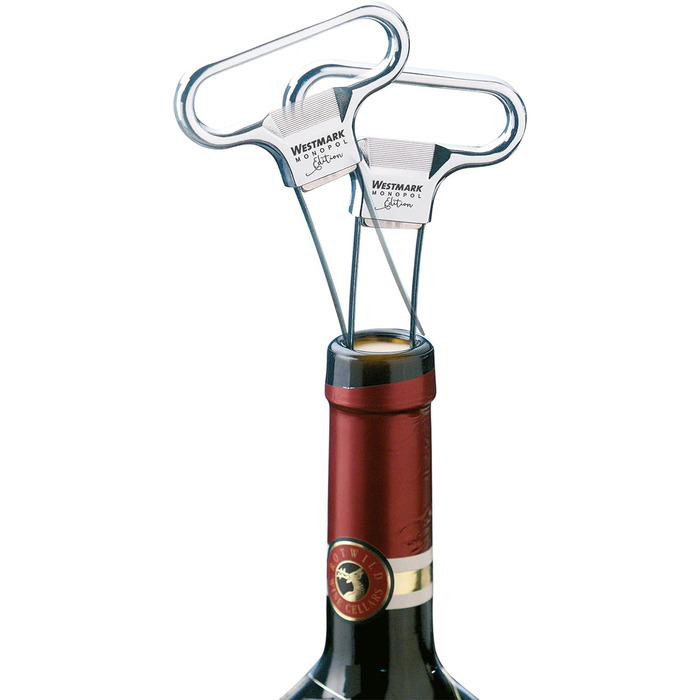 Штопор Westmark Blade/Clapp, в т.ч. відкривачка для пляшок, литий під тиском цинк/сталь, Ah-So, срібло, 6285556C (хромований, декорувальник і пробка 5 наливників для вина)