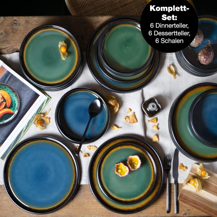Набор посуды из керамогранита из 18 предметов на 6 персон набор посуды из 6 обеденных, маленьких, глубоких тарелок набор из 18 предметов